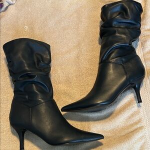 Marc Fisher Black Slouchy Heeled Boots